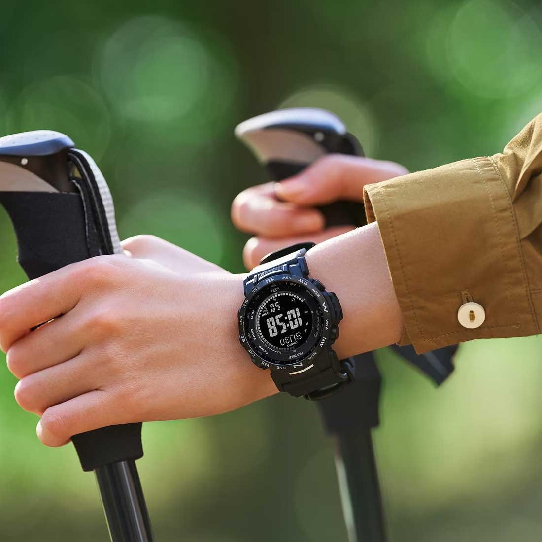 Casio PROTREK PRW-35Y-1B Climber Line Triple Sensor Multiband 6 Radio Control Men's Watch (All Black) PRW35Y-1B