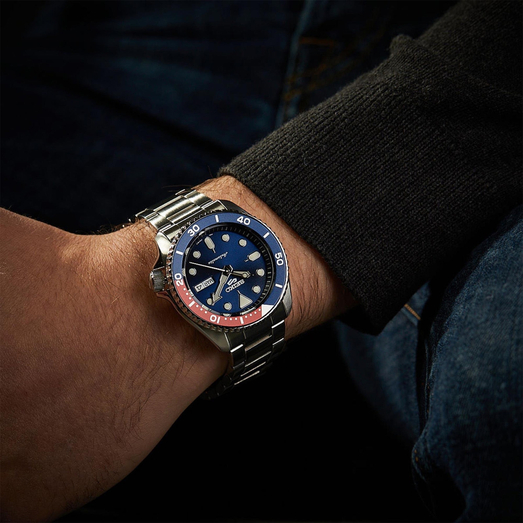 Seiko 5 Sports Automatic SRPD53K1 Men Watch 100M Dark Blue x Pepsi Sport Style ozdigitalwatch.com.au