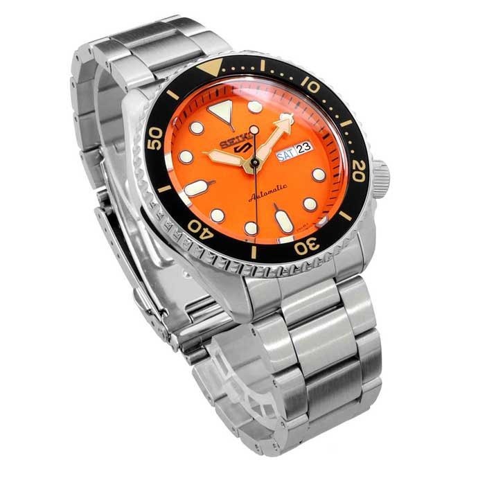 Seiko 5 Sports Automatic SRPD59K1 Men Watch Orange Gold Accents Sport Style ozdigitalwatch.com.au