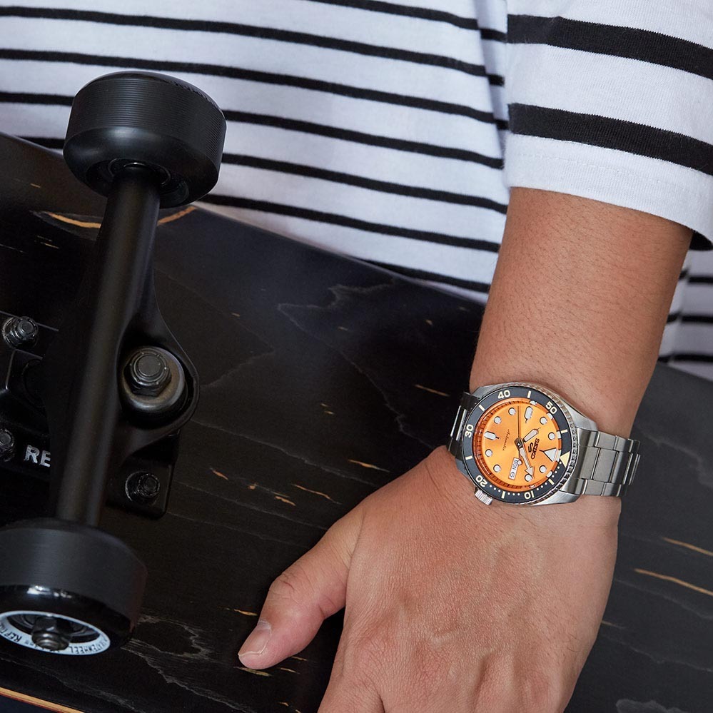 Seiko 5 Sports Automatic SRPD59K1 Men Watch Orange Gold Accents Sport Style ozdigitalwatch.com.au