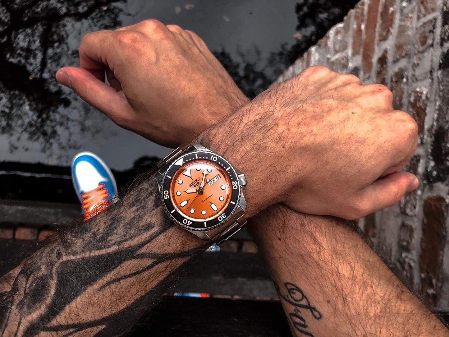 Seiko 5 Sports Automatic SRPD59K1 Men Watch Orange Gold Accents Sport Style ozdigitalwatch.com.au