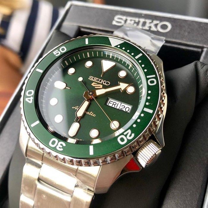 Seiko 5 Sports Automatic SRPD63K1 Men Watch 100M (Green, Gold Accents) ozdigitalwatch.com.au