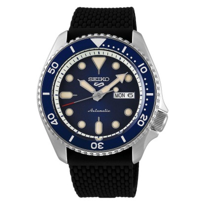 Seiko 5 Sports Automatic SRPD71K2 Men's Watch (Black & Blue), Silicone Band