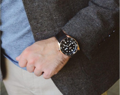 Seiko 5 Sports Automatic SRPD76K1 Men's Watch (Rose Gold & Black), Leather/Silicone Band