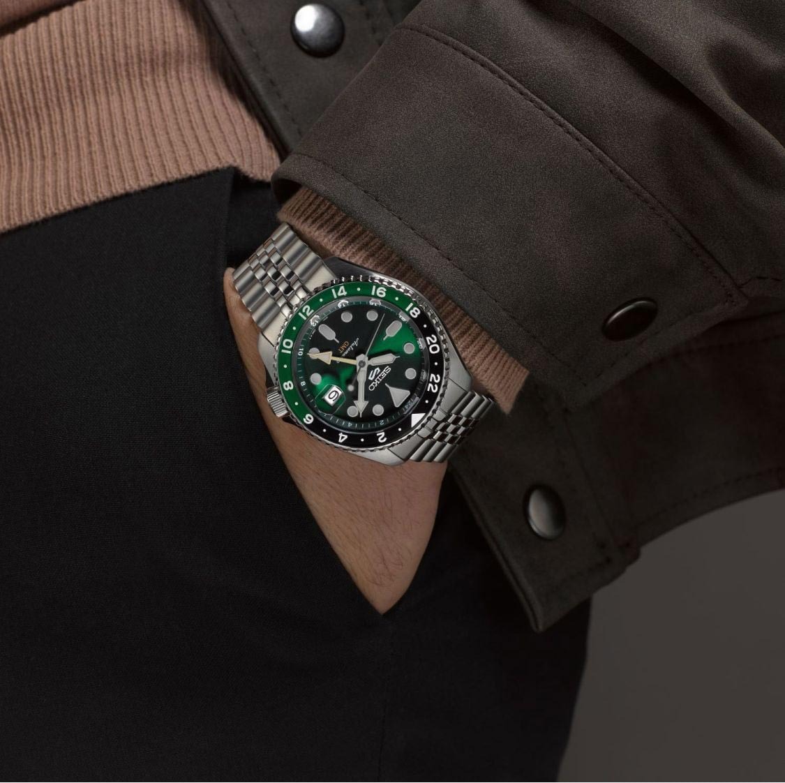 Seiko 5 Sports SSK035K1 GMT Series SKX Style Automatic Men's Watch (Green)