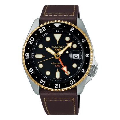 Seiko 5 Sports SSK036K1 GMT Series SKX Style Automatic Men's Watch (Black & Brown)