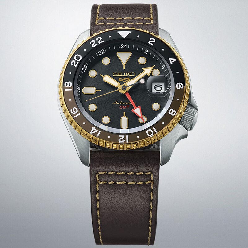 Seiko 5 Sports SSK036K1 GMT Series SKX Style Automatic Men's Watch (Black & Brown)