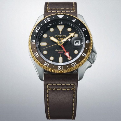 Seiko 5 Sports SSK036K1 GMT Series SKX Style Automatic Men's Watch (Black & Brown)