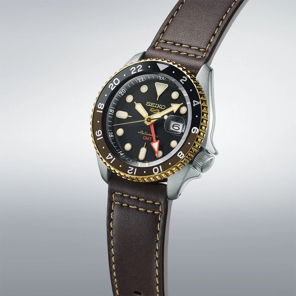 Seiko 5 Sports SSK036K1 GMT Series SKX Style Automatic Men's Watch (Black & Brown)