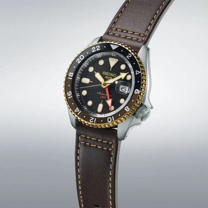 Seiko 5 Sports SSK036K1 GMT Series SKX Style Automatic Men's Watch (Black & Brown)