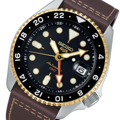 Seiko 5 Sports SSK036K1 GMT Series SKX Style Automatic Men's Watch (Black & Brown)