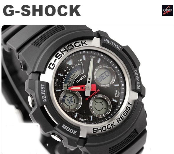 Casio G-Shock AW-590-1A Analog Digital Men Watch Black ozdigitalwatch.com.au