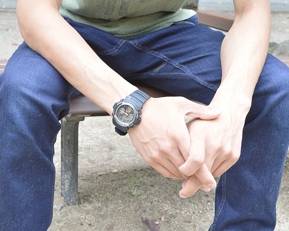 Casio G-Shock AW-590-1A Analog Digital Men Watch Black ozdigitalwatch.com.au