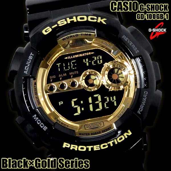 Casio G-Shock GD-100GB-1 Digital Super Illuminator 7-Years Battery Men's Watch (Black x Gold)