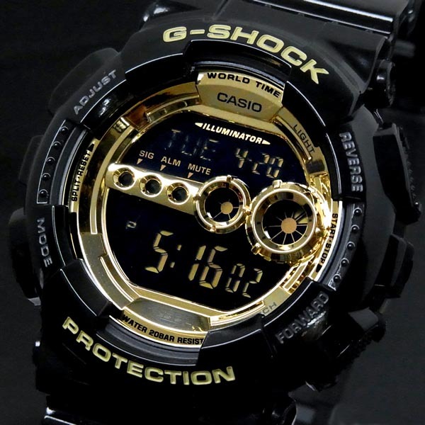 Casio G-Shock GD-100GB-1 Digital Super Illuminator 7-Years Battery Men's Watch (Black x Gold)
