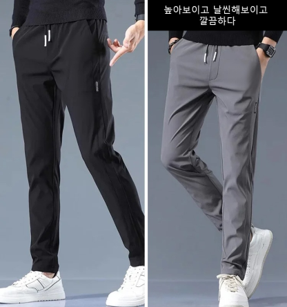 블랙 라벨 기모 두꺼운 보온 스트레이트 캐주얼 팬츠