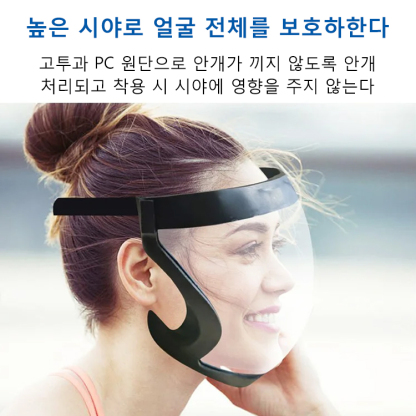 투명 방호 마스크, 방풍, 방진, 모래 방지, 비말 방지 가능해요.