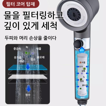 💥샤워가 마사지보다 더 편함! 💥7배 부스터, 분무로 물이 나오기 3단 조절, 실리콘 마사지 헤드 내장 음이온 방출, 피로 완화, 전신 릴랙스! 
