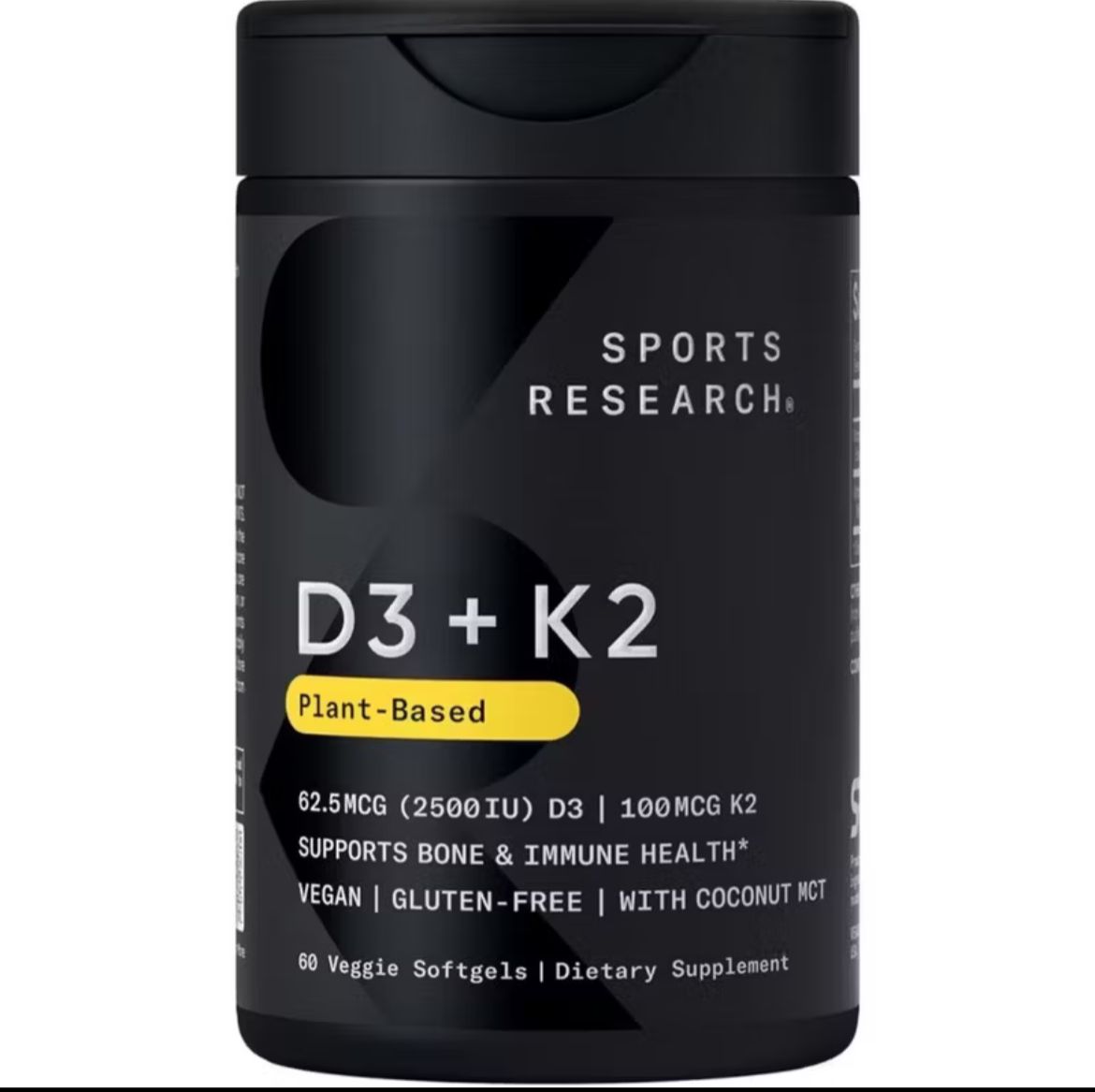 Sports Research – Vitamin D3 + K2 (Vegan), 2,500 IU / 100 mcg 60 Veggie Softgels