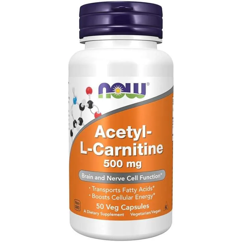 NOW Foods Acetyl-L-Carnitine 500 mg – 50 Veg Capsules
