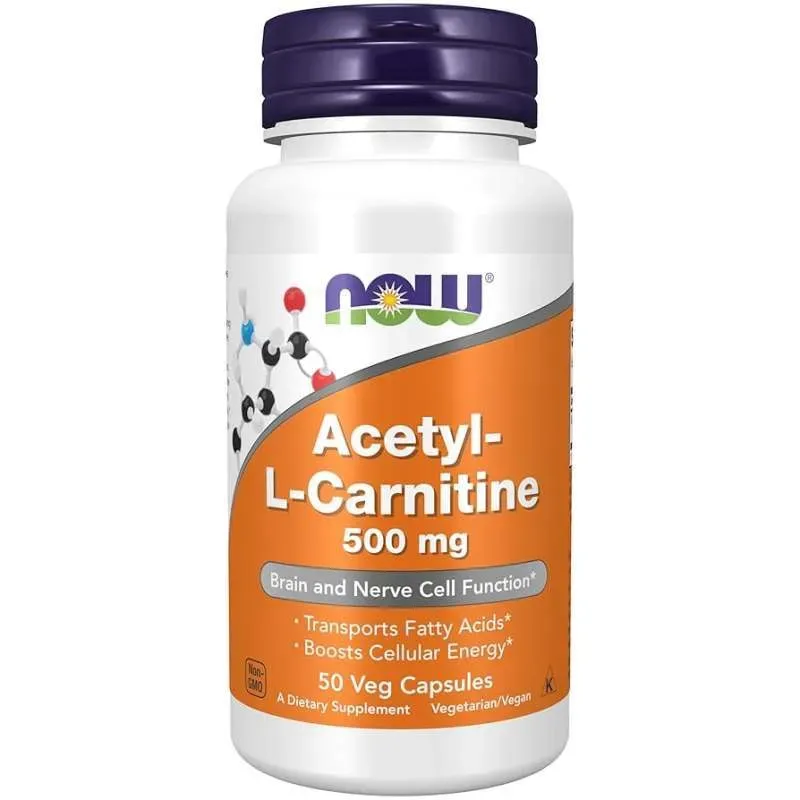 NOW Foods Acetyl-L-Carnitine 500 mg – 50 Veg Capsules