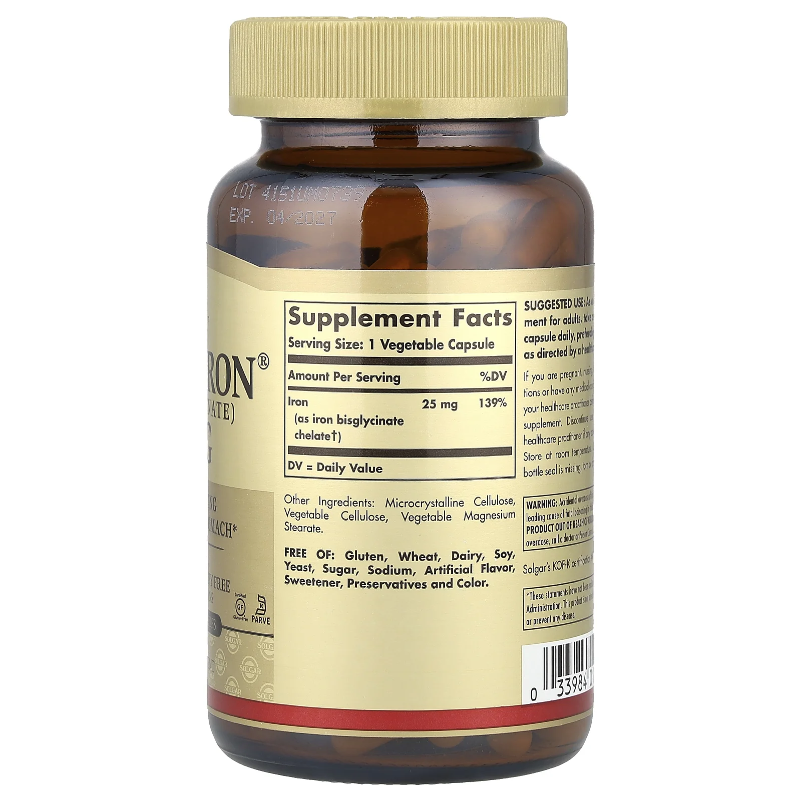 Solgar Gentle Iron – 25 mg (90 Vegetable Capsules)