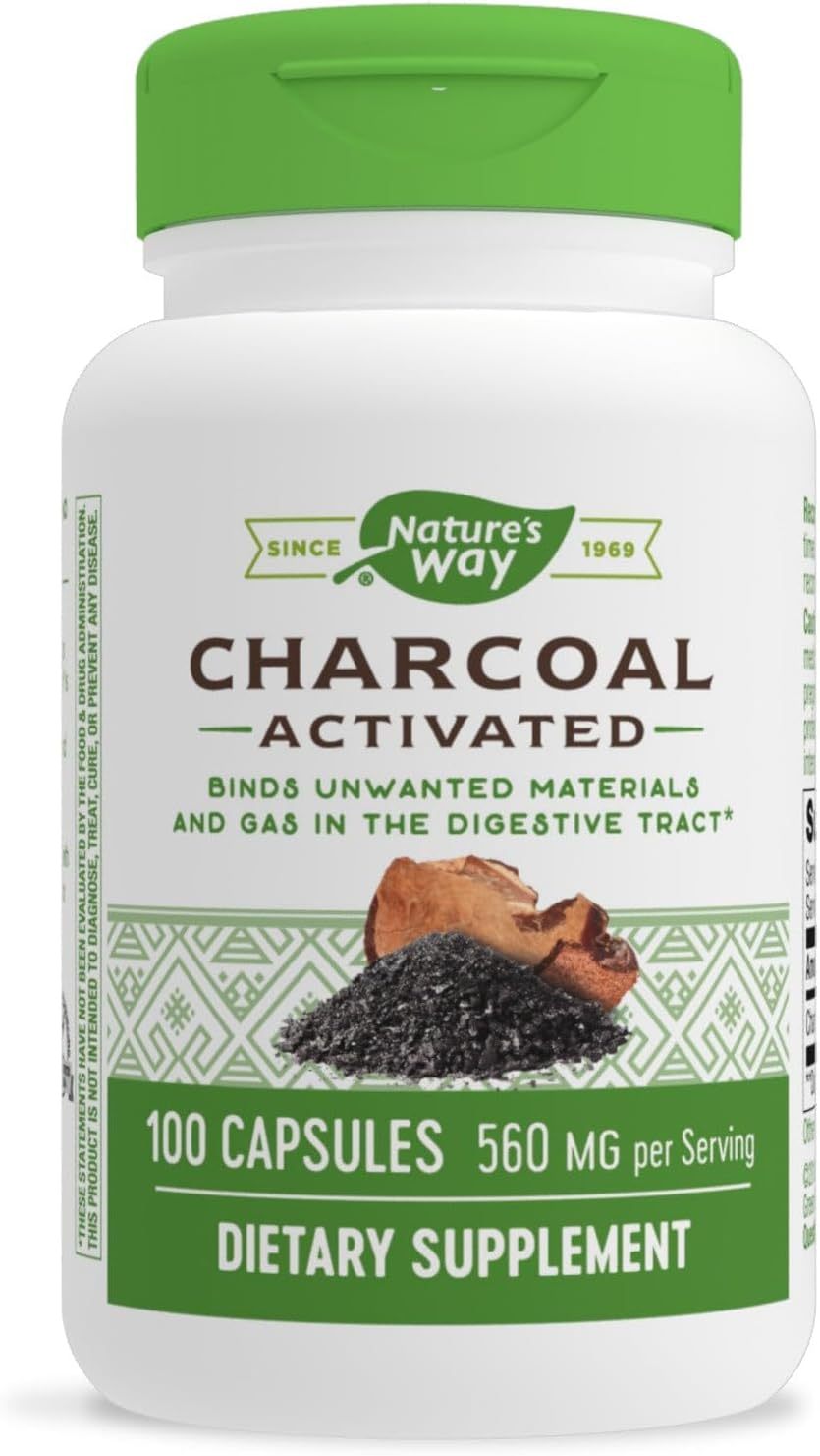Nature’s Way Activated Charcoal 560 mg – 100 Capsules