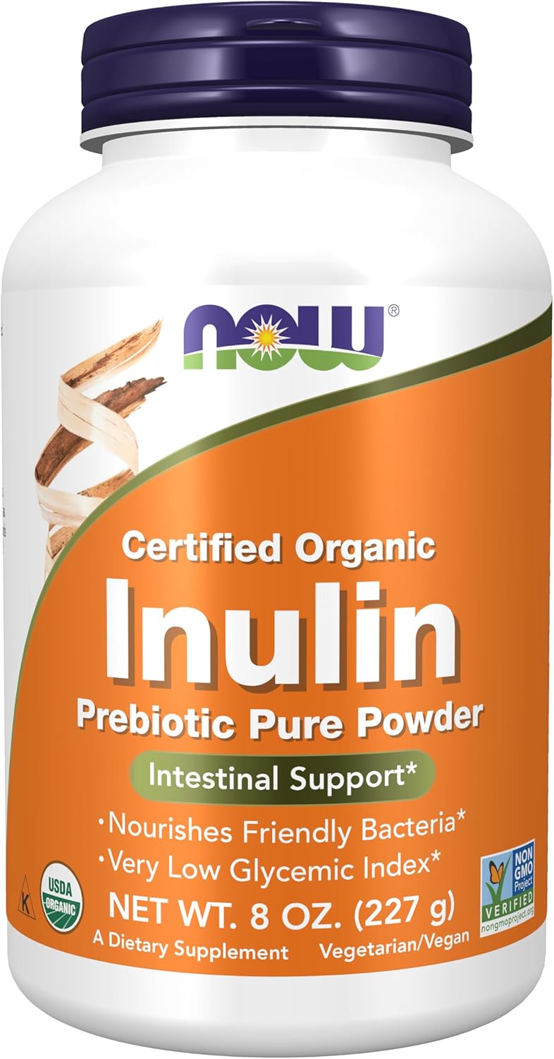 Now Foods Certified Organic Inulin Prebiotic Pure Powder – 227 g