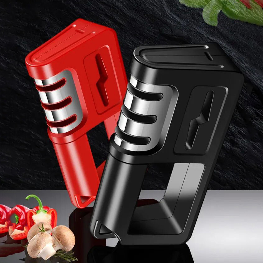 جهاز محمول لشحذ السكاكين في المطبخ يحتوي على قضيب شحذ متعدد الاستخدامات ويعمل بسرعة وفعالية