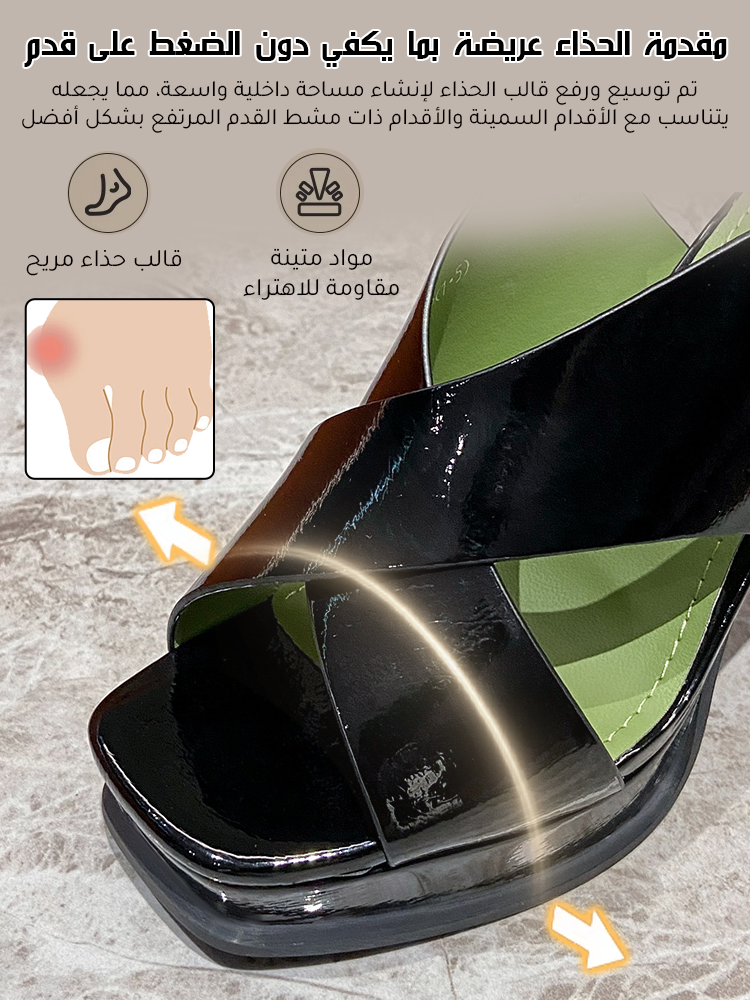 صندل راقي معتق عصري بكعب مرتفع 10 سم سير قابل للتعديل على الكاحل ومقدمة مفتوحة