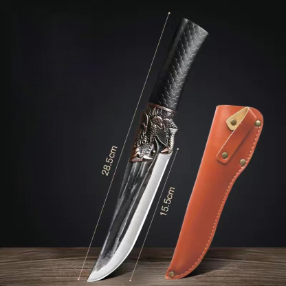 مجموعة  سكاكين يابانية مكونة من سكين قطع العظام وسكين نزع العظام مزود بنقش رأس التنين