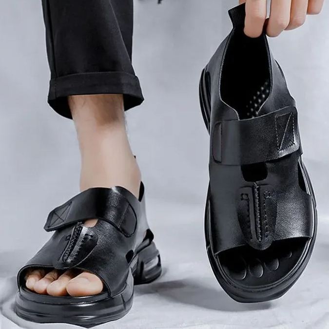 صندل رجالي موضة جديدة لصيف  صندل رجالي بنعل سميك يتناسب مع جميع الأزياء صندل شاطئي