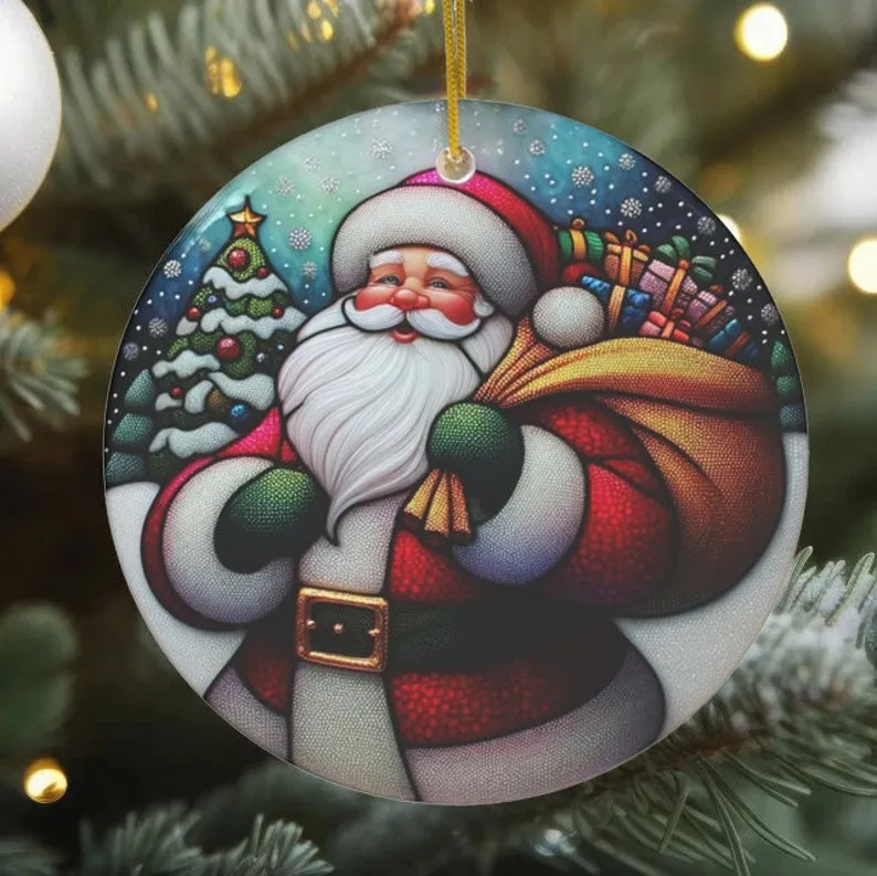 🔥Hot Sale 50% Off🔥Ceramic Christmas Stained Glass Ornament 🎄