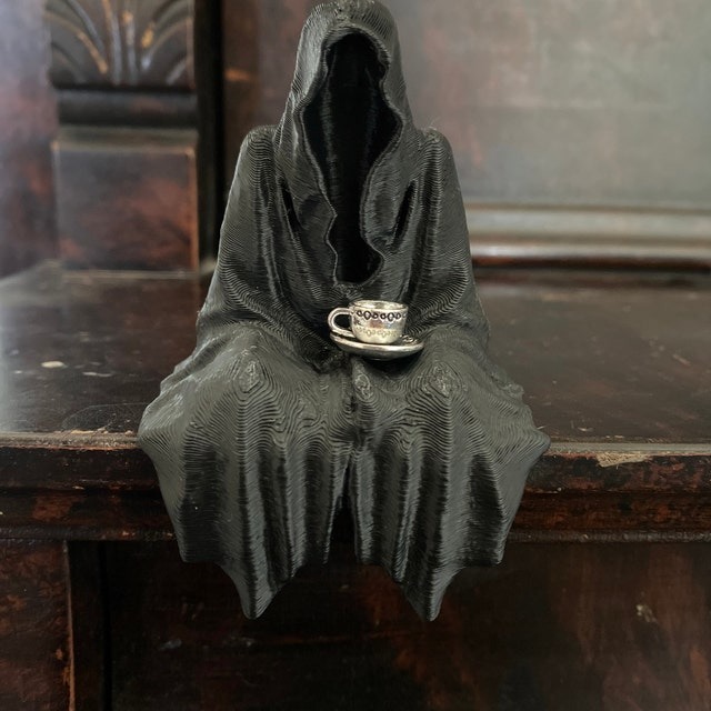 🔥Hot Sale🔥🎃Halloween Grim Reaper Sitting Bookshelf Decor ☠️