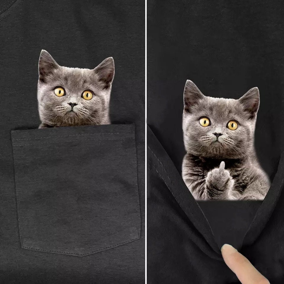 🔥50% Off🔥😾Pocket Middle Finger Cat T-Shirt🖕