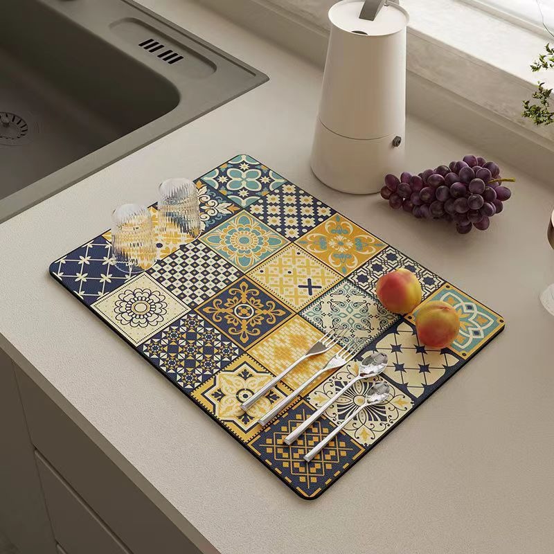 💥New Year's Sale 60% OFF💥Retro Quick-Drying Water-Draining Mat for Kitchen Bar Countertops