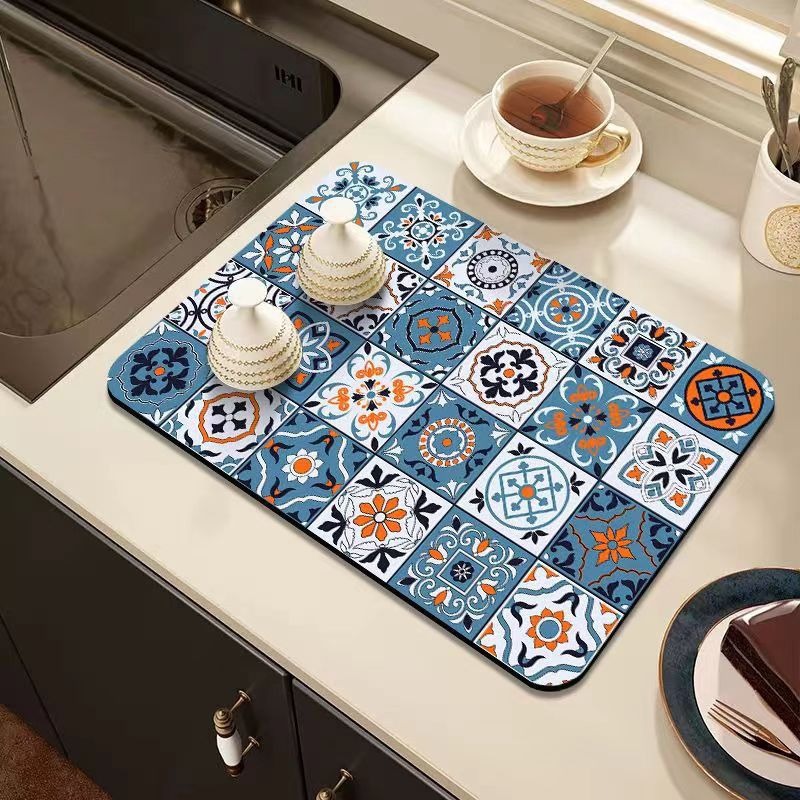 💥New Year's Sale 60% OFF💥Retro Quick-Drying Water-Draining Mat for Kitchen Bar Countertops