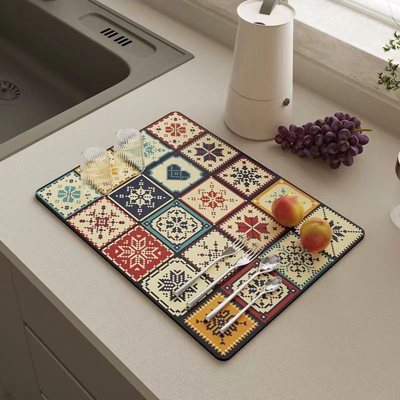 💥New Year's Sale 60% OFF💥Retro Quick-Drying Water-Draining Mat for Kitchen Bar Countertops
