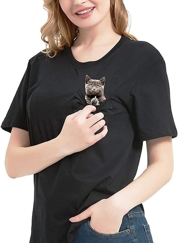 🔥50% Off🔥😾Pocket Middle Finger Cat T-Shirt🖕