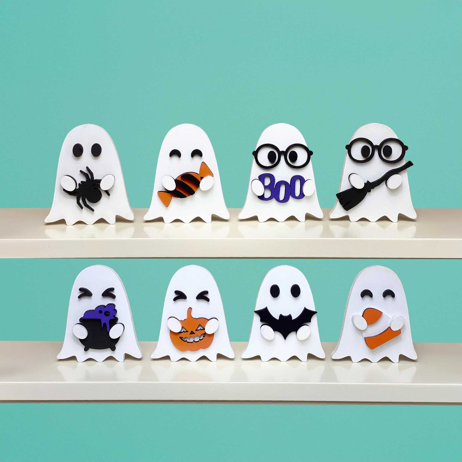 🔥Hot Sale 50% Off🔥👻Hand Painted Halloween Wood Ghost Decor