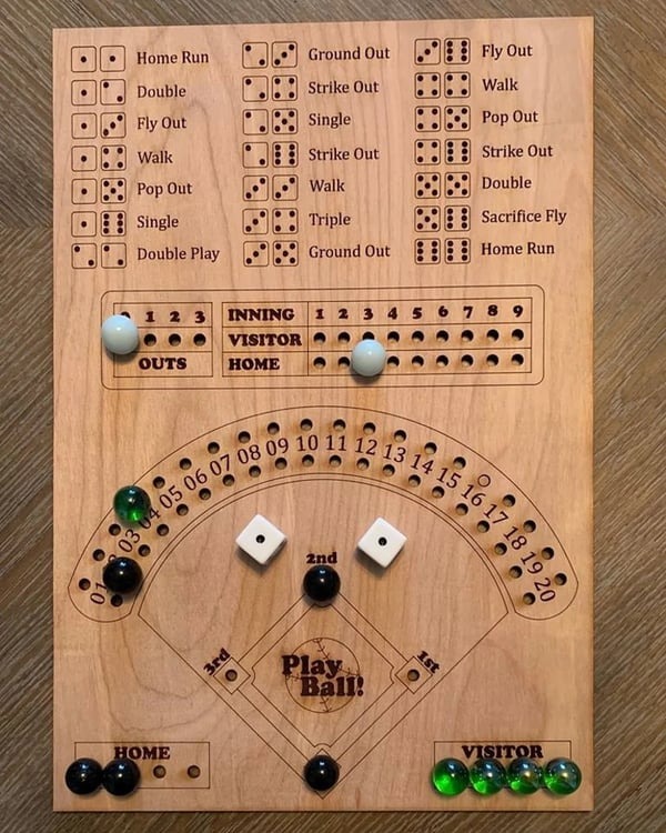 🔥50% Off & Buy 2 Get Free Shipping🔥 📐Handmade -🏏Baseball Dice Wooden Board Game🎲