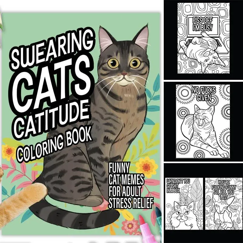 🐱Funny Kitty Memes Coloring Book For Adult Relaxation