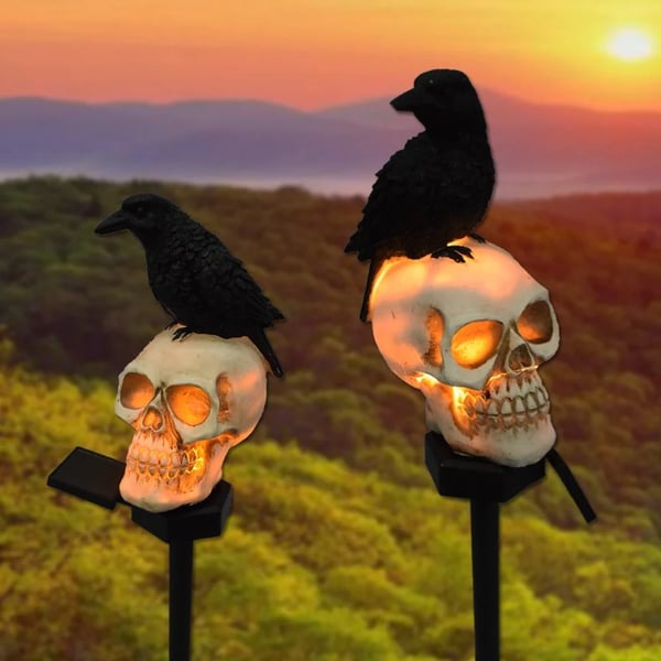 🔥%49 OFF🔥🦴Crow Skull 🌞 Solar Garden Light