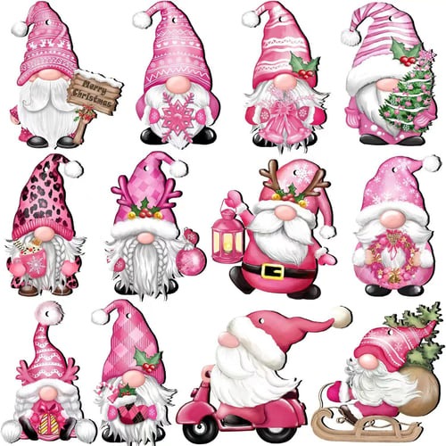 🎅24 Pieces Christmas Wooden Gnome Ornaments💗