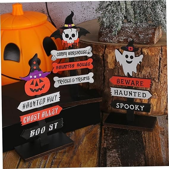 🔥50% Off🔥🎃Halloween Atmosphere Decoration Wooden Table Sign Ornaments