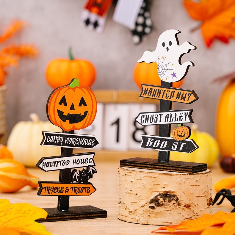 🔥50% Off🔥🎃Halloween Atmosphere Decoration Wooden Table Sign Ornaments