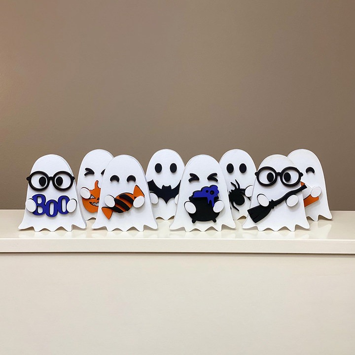 🔥Hot Sale 50% Off🔥👻Hand Painted Halloween Wood Ghost Decor