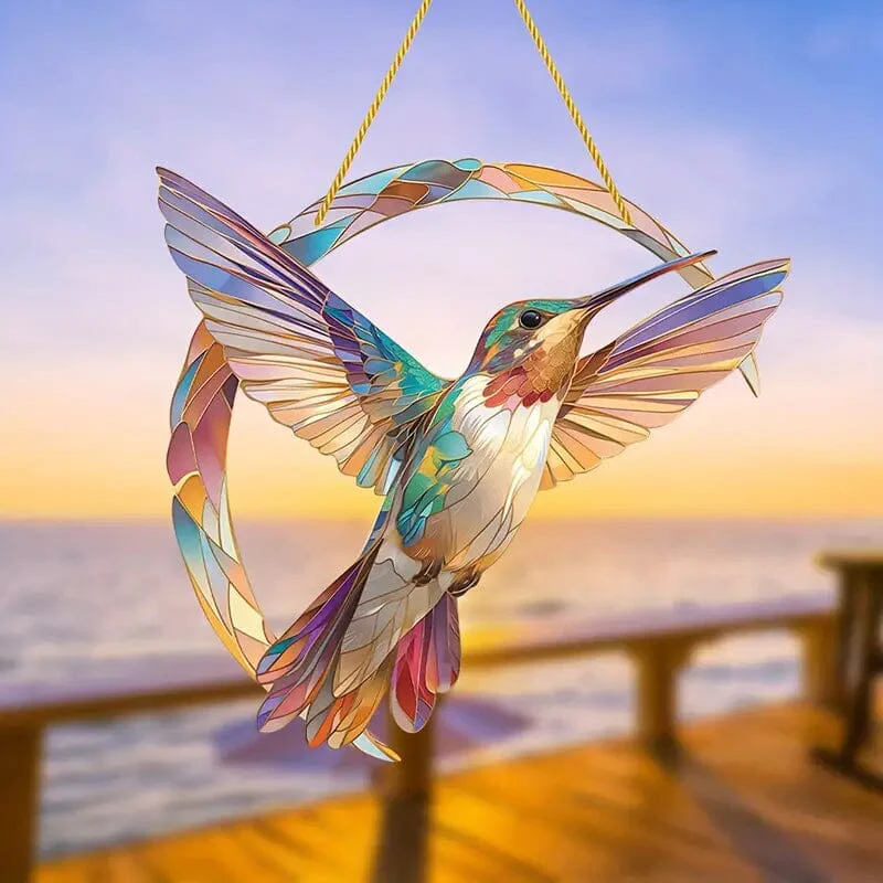 💖 Hummingbird Suncatcher Colorful Window Hanging 