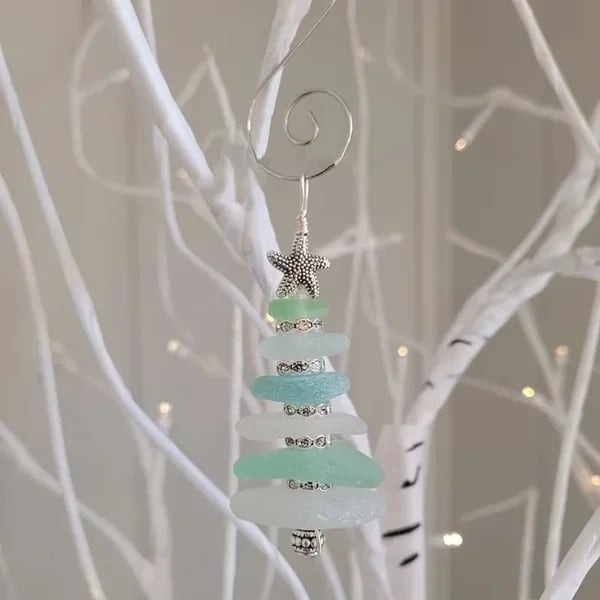 🔥 Hot Sale 50% Off🔥 Sea Glass Christmas Tree Ornament 🌊 🌲