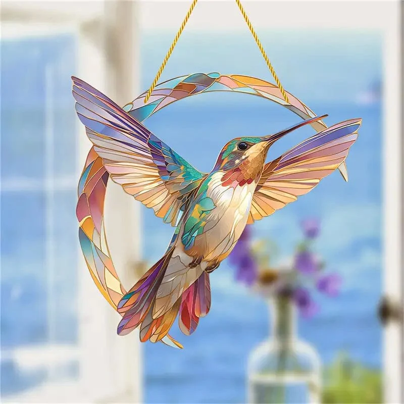 💖 Hummingbird Suncatcher Colorful Window Hanging 